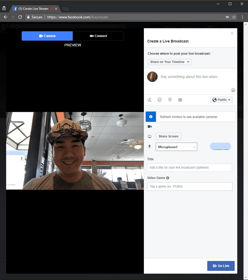 Facebook Live Stream Camera