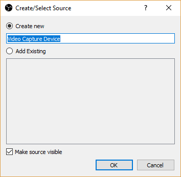 Video Input Capture Source Window